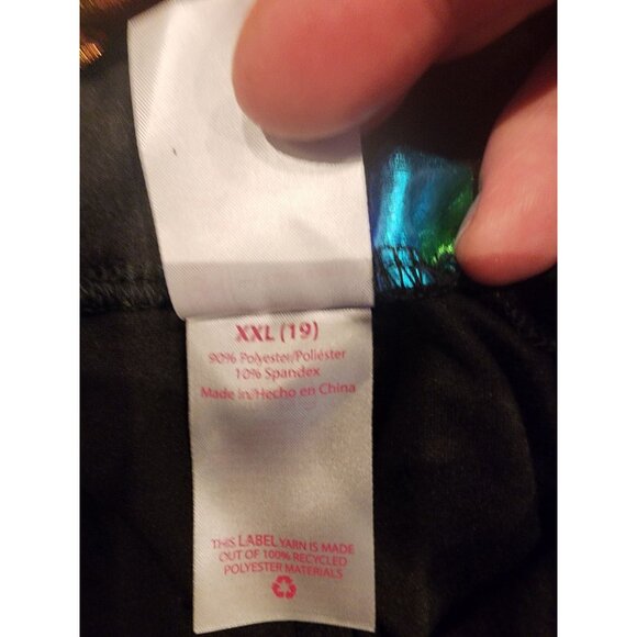 NEW Rainbow Foil Heart Print Black Leggings XXL (19) - Picture 6 of 7